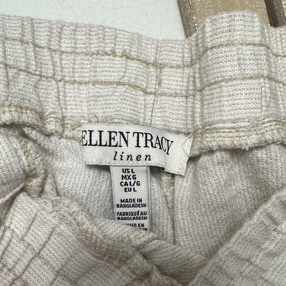 Ellen Tracy Textured Linen Trousers - Cream - Picture 2 of 4